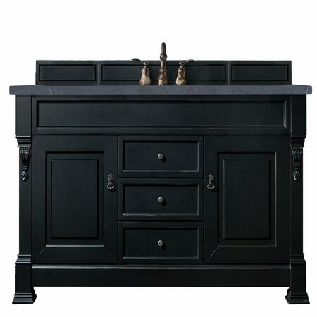 JAMES MARTIN VANITIES Brookfield 60in Single Vanity, Antique Black w/ 3 CM Charcoal Soapstone Quartz Top 147-114-5331-3CSP